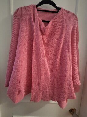 NWOT Cozy Rose Pink Knit Cowl Neck Cape Sweater - OS